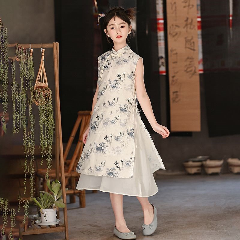 女童旗袍裙子雪纺夏季中国风女孩新中式汉服公主裙儿童连衣裙薄款