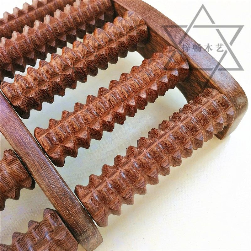 鸡翅木脚底按摩器脚步实木足部滚轮式木质家用穴位搓排足底按摩器