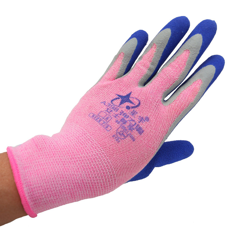 星宇A398弹力星女士小号乳胶劳保手套耐磨工作带胶防滑干活手套女