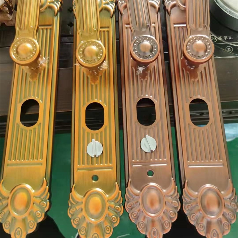 豪华黄古铜色大门锁双开门对开门加长面板入户门拉手咖啡金把手