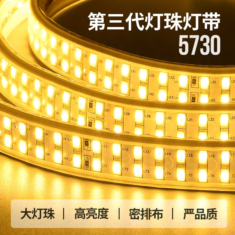 100米装led灯带条三色变色w家用客厅吊顶装饰室外超亮户外防水220