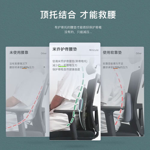 米乔人体工d学腰垫护腰靠垫办公室腰靠座椅靠背垫久坐护腰小腰精