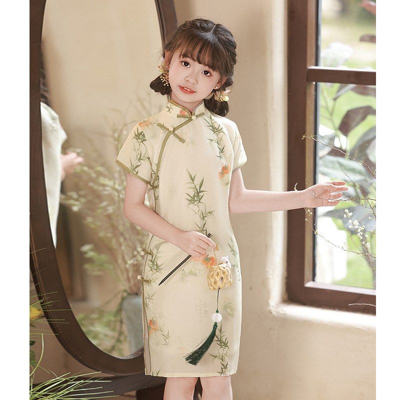 2025夏款古风汉服女童旗袍连衣裙E新款儿童装改良新中式古筝演出