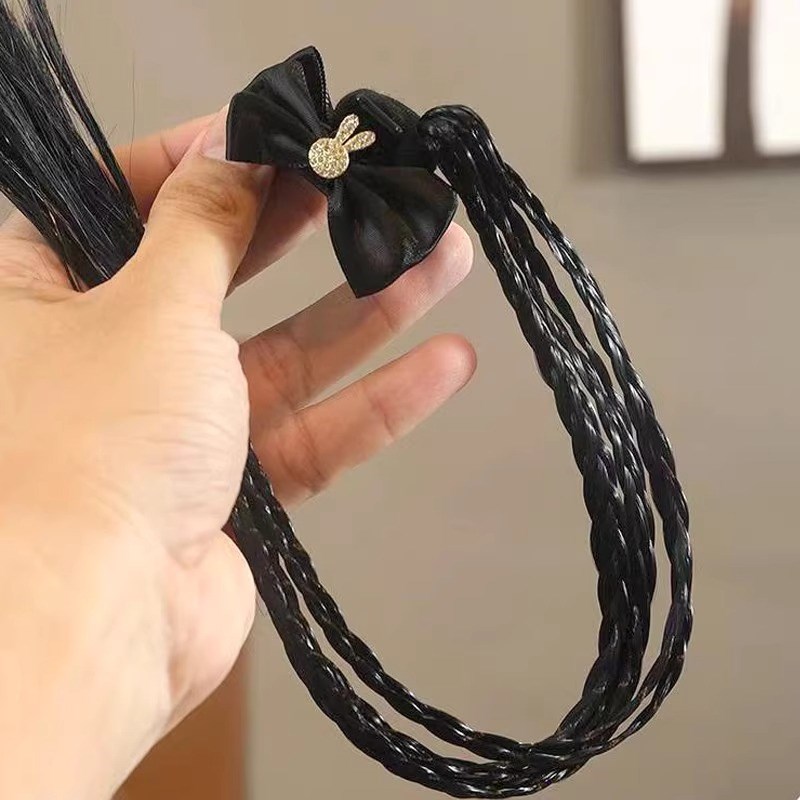 儿童假发辫抓夹女童蝴蝶结头饰发夹日系H甜酷双马尾小辫子夹子发