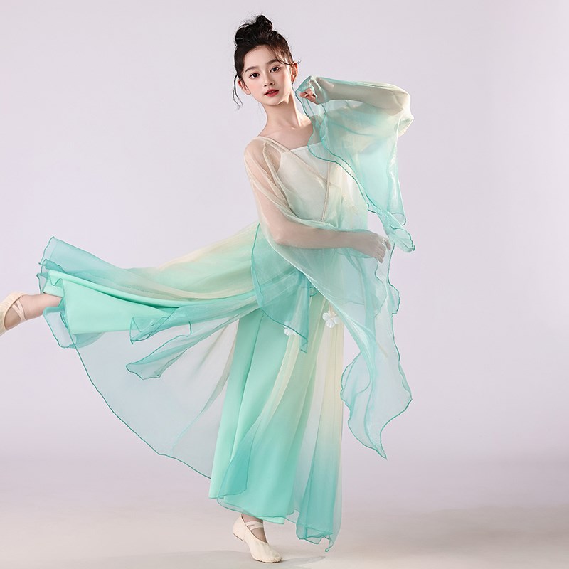 儿童古典舞蹈服身韵渐变仙气飘逸纱衣F大裙裤中国舞演出服装练功
