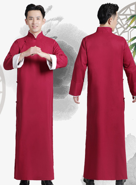 相声服大褂马褂长j袍民国风学生装唐装男夏季中国风合唱队演出服