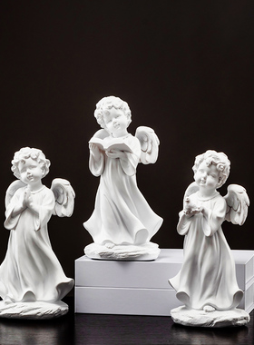 欧式复古少女小天使人物艺术摆件工艺品石膏P雕像模型装饰品摆设