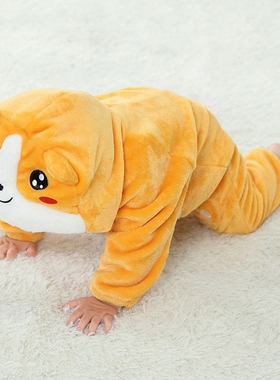 儿童法兰绒睡衣连体男女童宽松睡袍秋冬宝宝珊瑚S绒睡袋一体式保