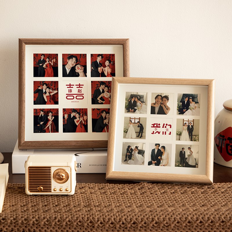 九宫格相框摆台洗照片定t制diy拼图情侣拍立得打印纪念册挂墙