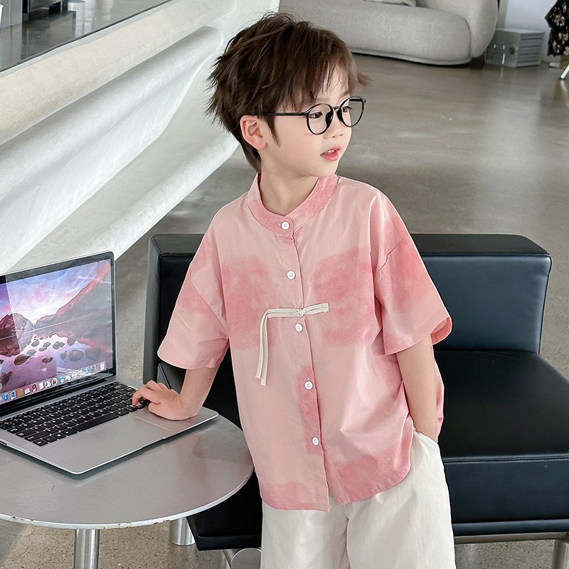 男童新中式套装夏季新款儿童唐装汉服两件套中小童宝W宝国风衬衫