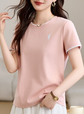 白色短袖t恤女2025年新款夏A季爆款洋气女装正肩显瘦半袖上衣体恤