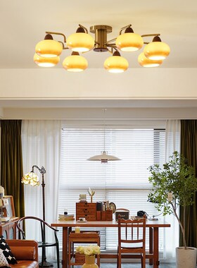 美式复古卧室柿子吸顶灯包豪斯奶油z中古vintage餐厅书房客厅主灯