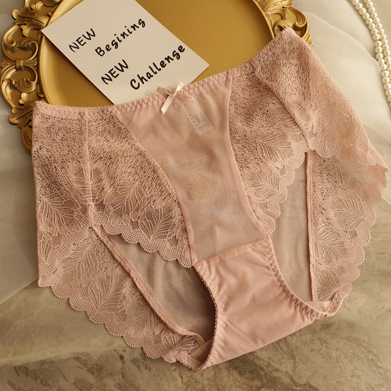 夏季性感蕾丝网纱m内裤女式高腰舒适胖妹妹大码包臀女生三角裤