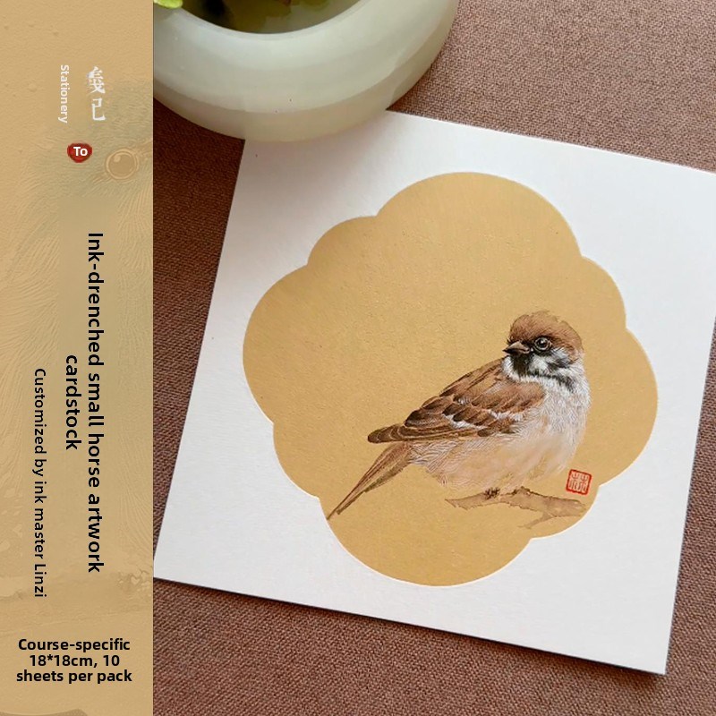 水墨临子[无骨e羽毛和鸟类课程纸]海棠花瓣18cm手工泥银古董画中