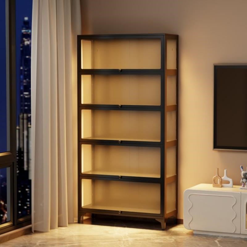 手办展示柜玻璃门痛柜防尘模型摆件陈列柜铁皮储物柜钢制收纳柜子