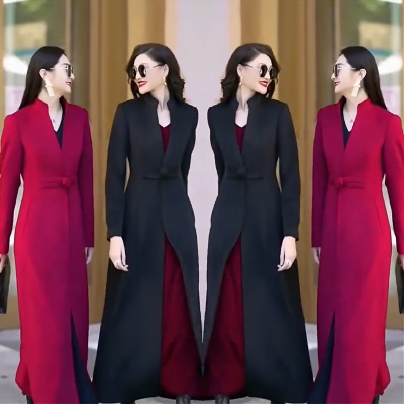 高端气质网红爆款女装2023年冬季新款时尚百搭显瘦纯色毛呢大衣潮