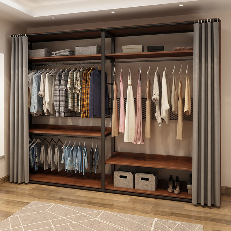 开放式衣柜架步入式金属衣帽间置物架子铁艺挂衣架落地卧室衣帽架