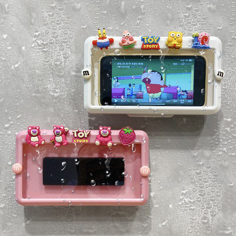 浴室手机防水支架可爱卡通学生宿舍卫G生间墙上固定支架免打孔壁