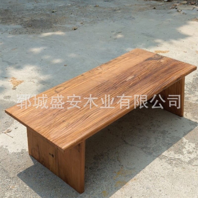 中式长方形实木茶几桌客厅泡茶榆木板桌复古做旧实木桌厂家