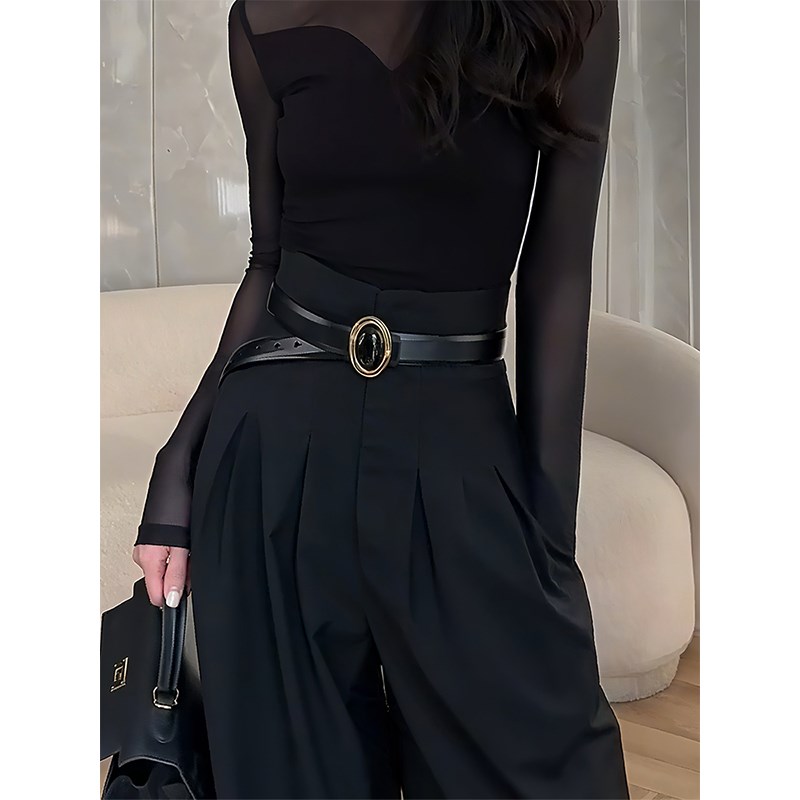 高腰阔腿裤女春夏2025新款垂感黑色显瘦休闲宽松西装裤拖地长裤子