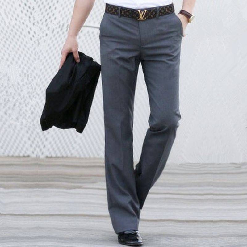 垂坠感微喇叭西裤男修身商务垂感免烫直筒阔脚西装裤潮流韩版宽松