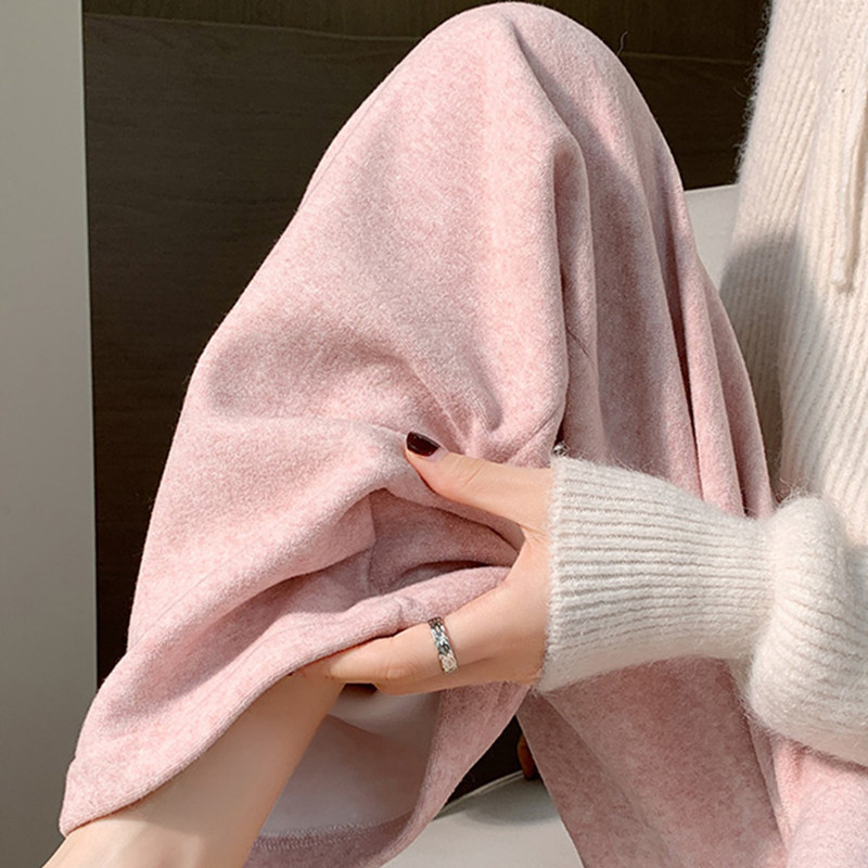 孕妇裤子托e腹外出长裤秋冬2023新款加绒阔腿毛巾裤直筒裤运动裤