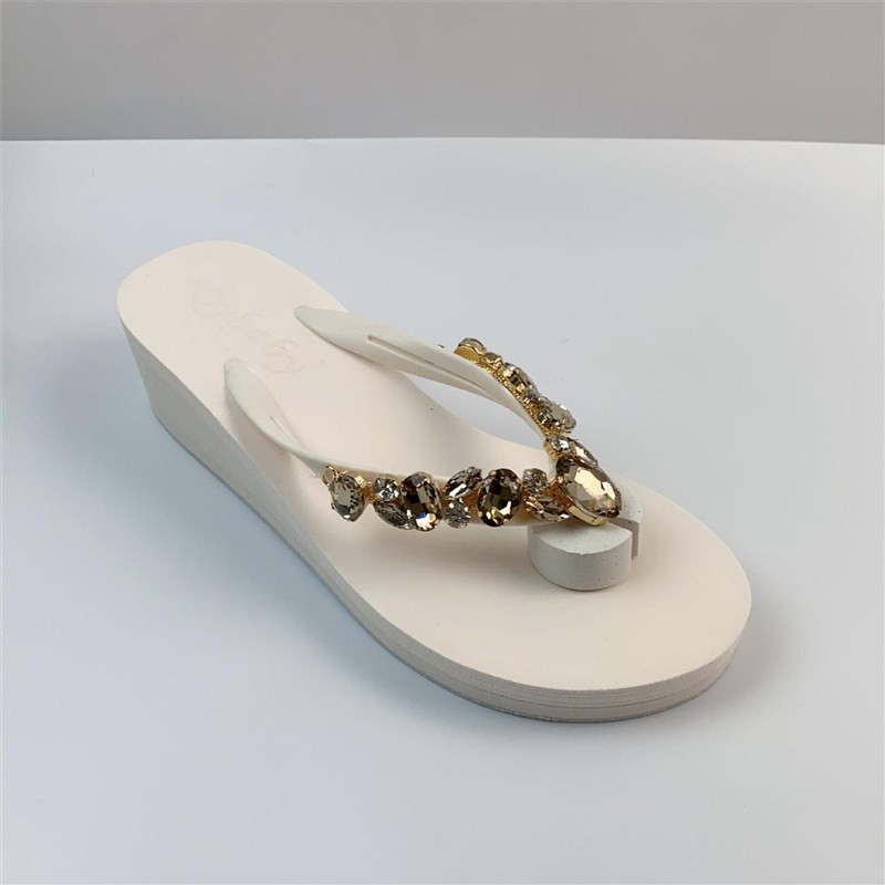 2024夏季水钻拖鞋o女士外穿亮片夹脚凉拖坡跟5厘米厚底沙滩人字拖