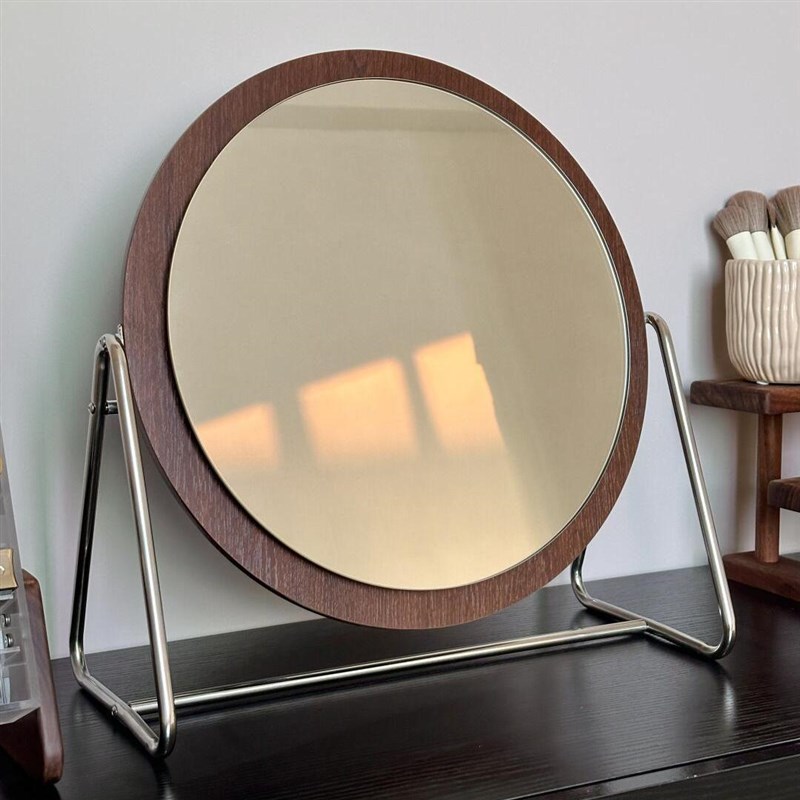 中古风化妆镜带灯2024新款梳妆台镜子摆件高级感小众主卧化妆台镜