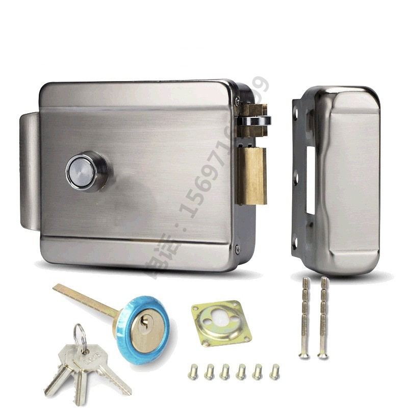 拉丝电控锁智能锁门禁锁电磁锁1073锁小区单元门锁楼宇电锁12v锁