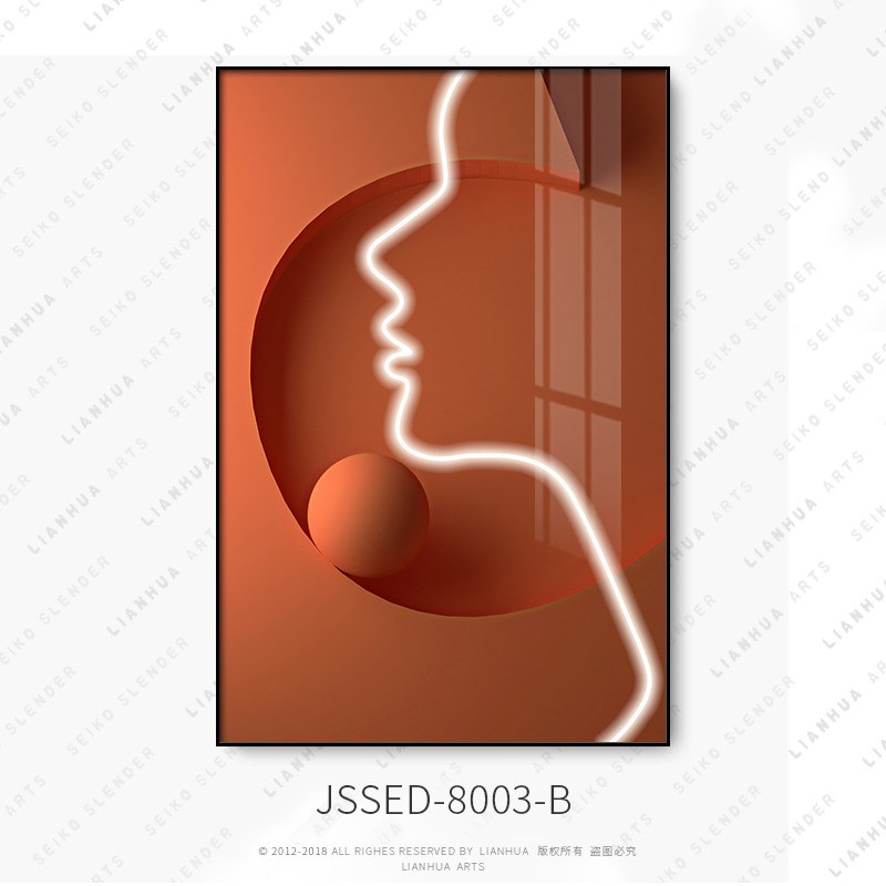 艺术LED灯带人物装饰画现代轻奢玄关挂画客厅沙发落地画简约壁画