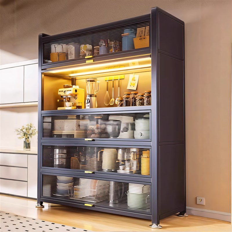 厨房置物架落地多层微波炉架子碗柜多功能收纳餐边储物柜橱柜柜子