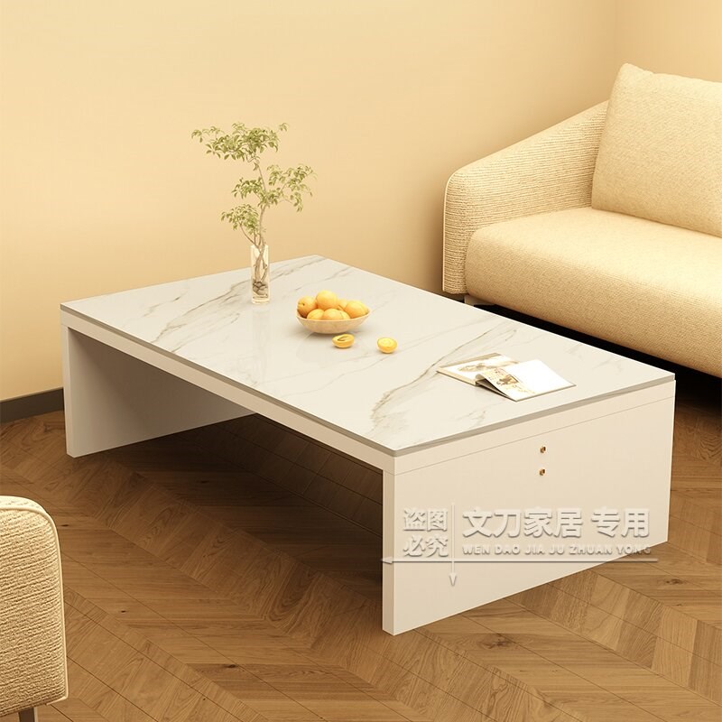 简约岩板桌客厅沙发茶几复古做旧咖啡桌长方形小餐桌子炕几榻榻米