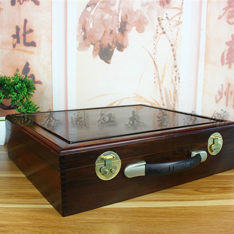 红木老挝大红酸枝嫁妆手提箱 钱箱 手提皮箱 超大号全榫卯结构