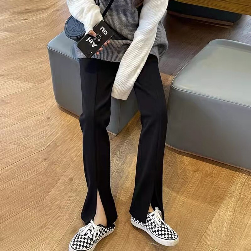 开叉西装阔腿裤女2025春夏新款大码女装胖mm高腰垂感显瘦休闲裤子
