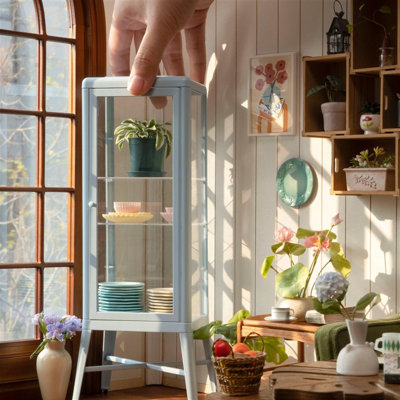 玩具】法布利克玻璃柜 6分娃屋迷你微缩摆件家具模型