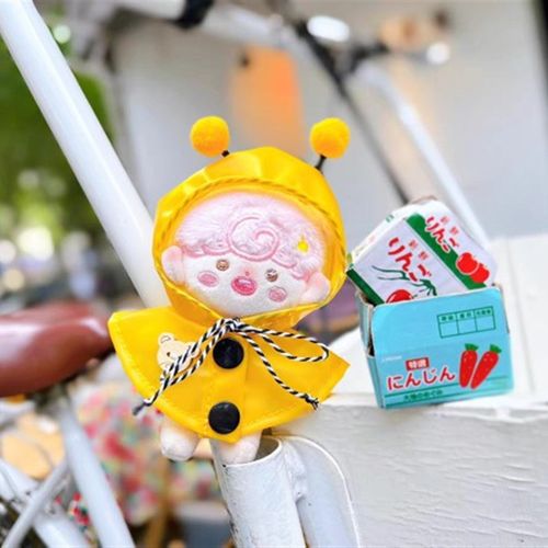 新品可爱10cm娃衣雨衣棉花娃娃衣服可爱透明雨衣玩偶娃衣外出挂件