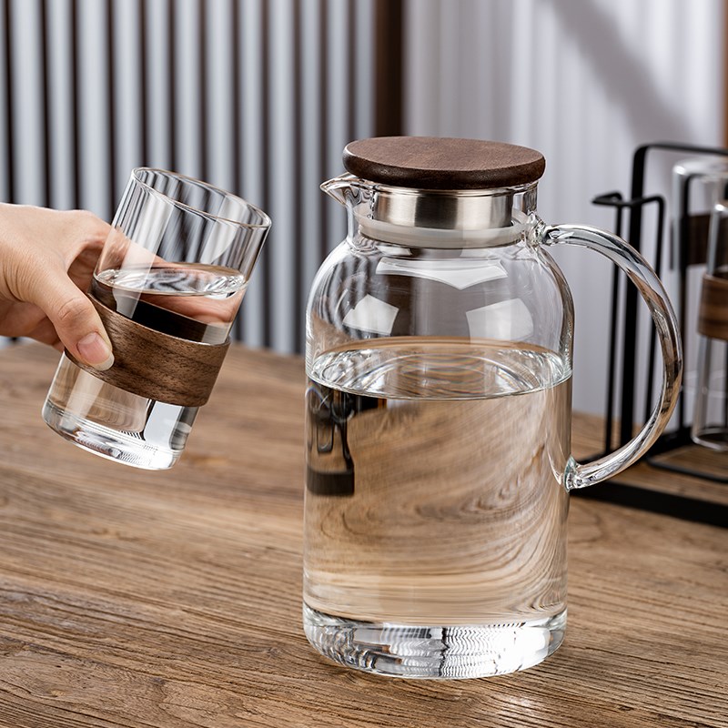 冷水壶玻璃耐高温家用大容量耐热泡果茶壶喝凉白开冰水杯子套装