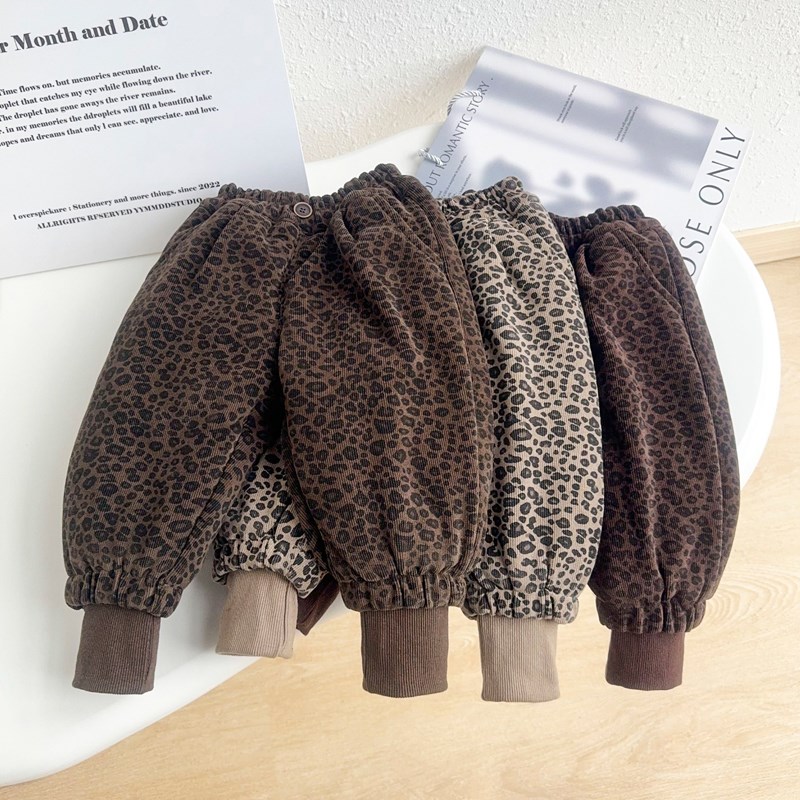 一条过冬宝宝棉裤儿童夹棉冬季加厚豹纹女童裤子外穿长裤保暖北方