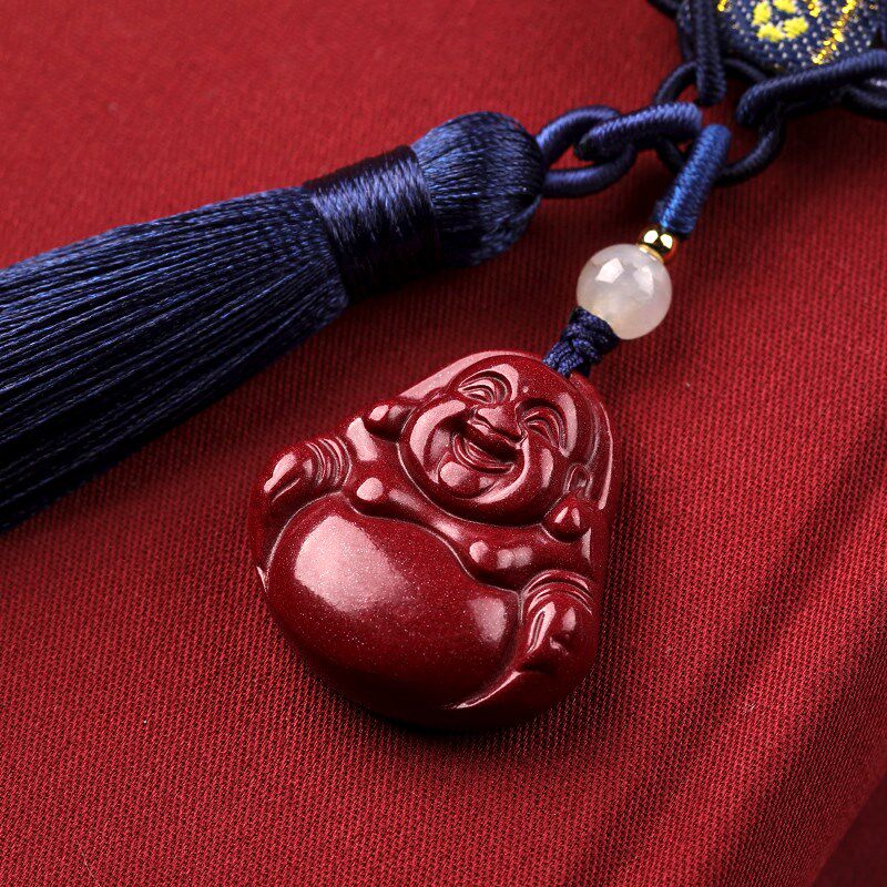 吉照堂弥勒佛款汽车挂件保平安钥匙包包挂件朱砂钥匙扣挂件护身符