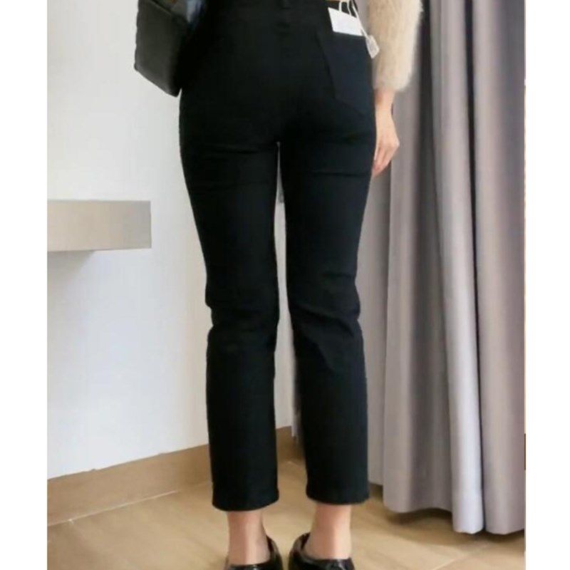 梨型身材牛仔裤大码女装胖妹妹mm弹力直筒小个子高腰显瘦烟管裤子