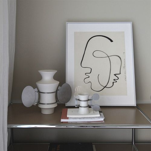 CR3304花瓶陶瓷金属造型花器居家礼物 哑光白