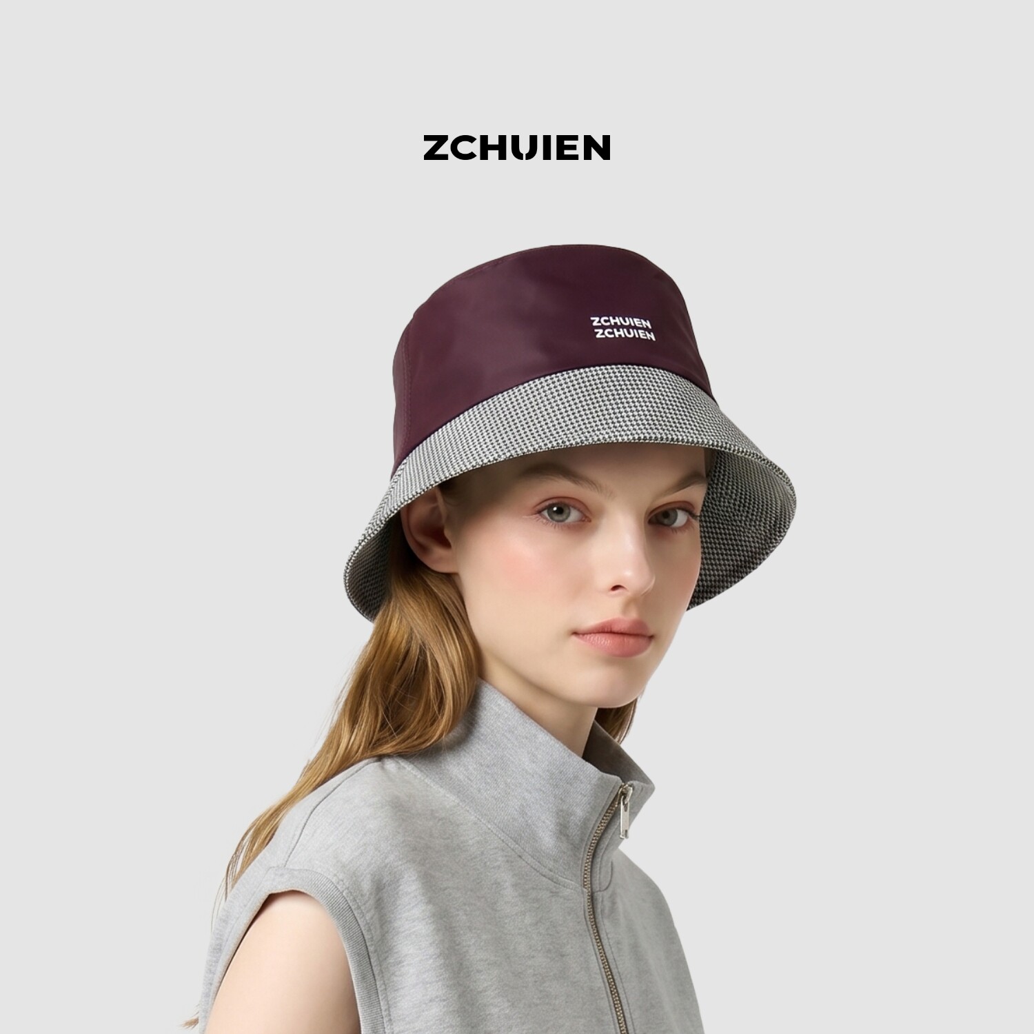 ZCHUIEN撞色渔夫帽女夏季大帽檐遮阳防晒百搭帽子渔夫帽韩范miu系