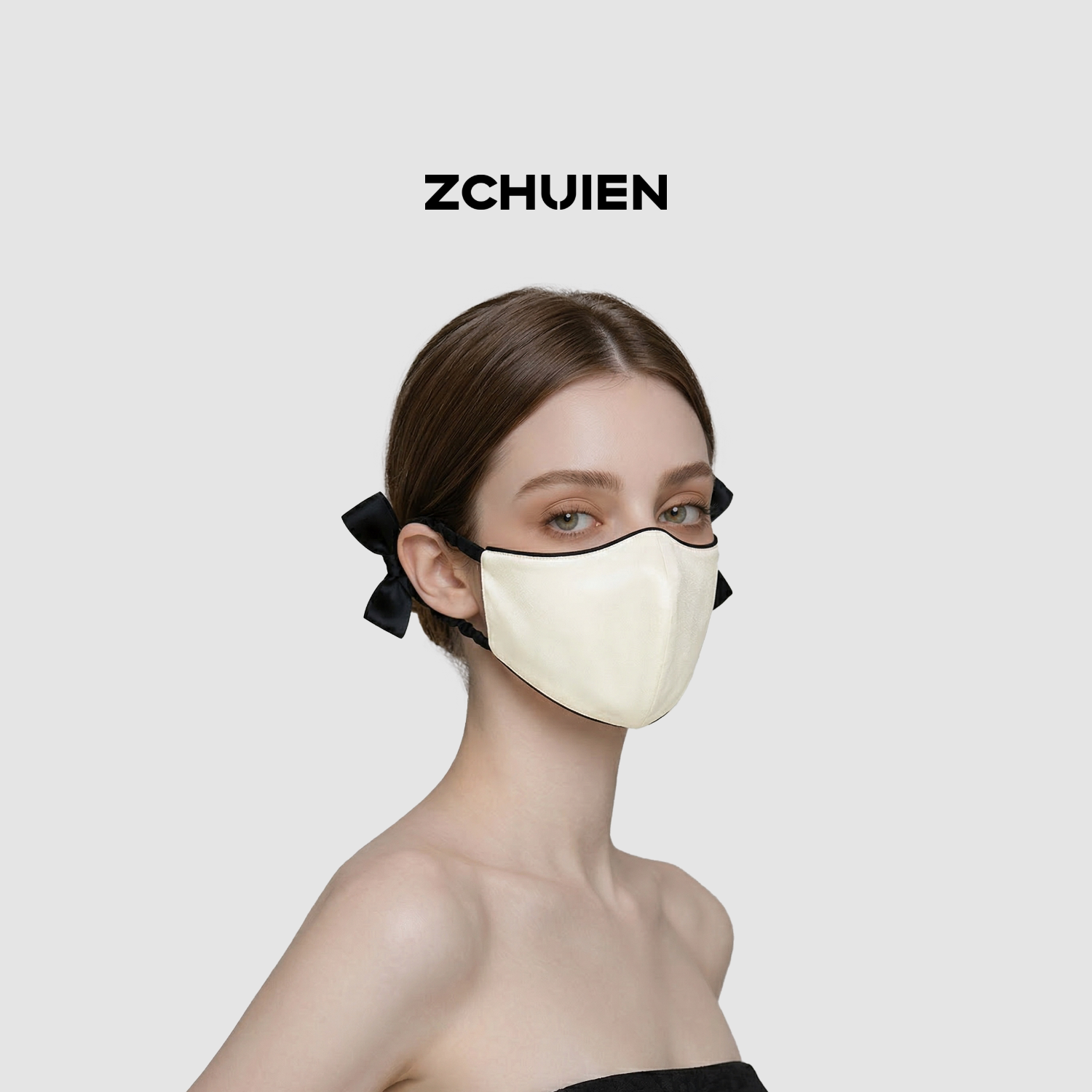 ZCHUIEN2026新款100%桑蚕丝30姆米口罩防晒显脸小蝴蝶结耳绳装饰