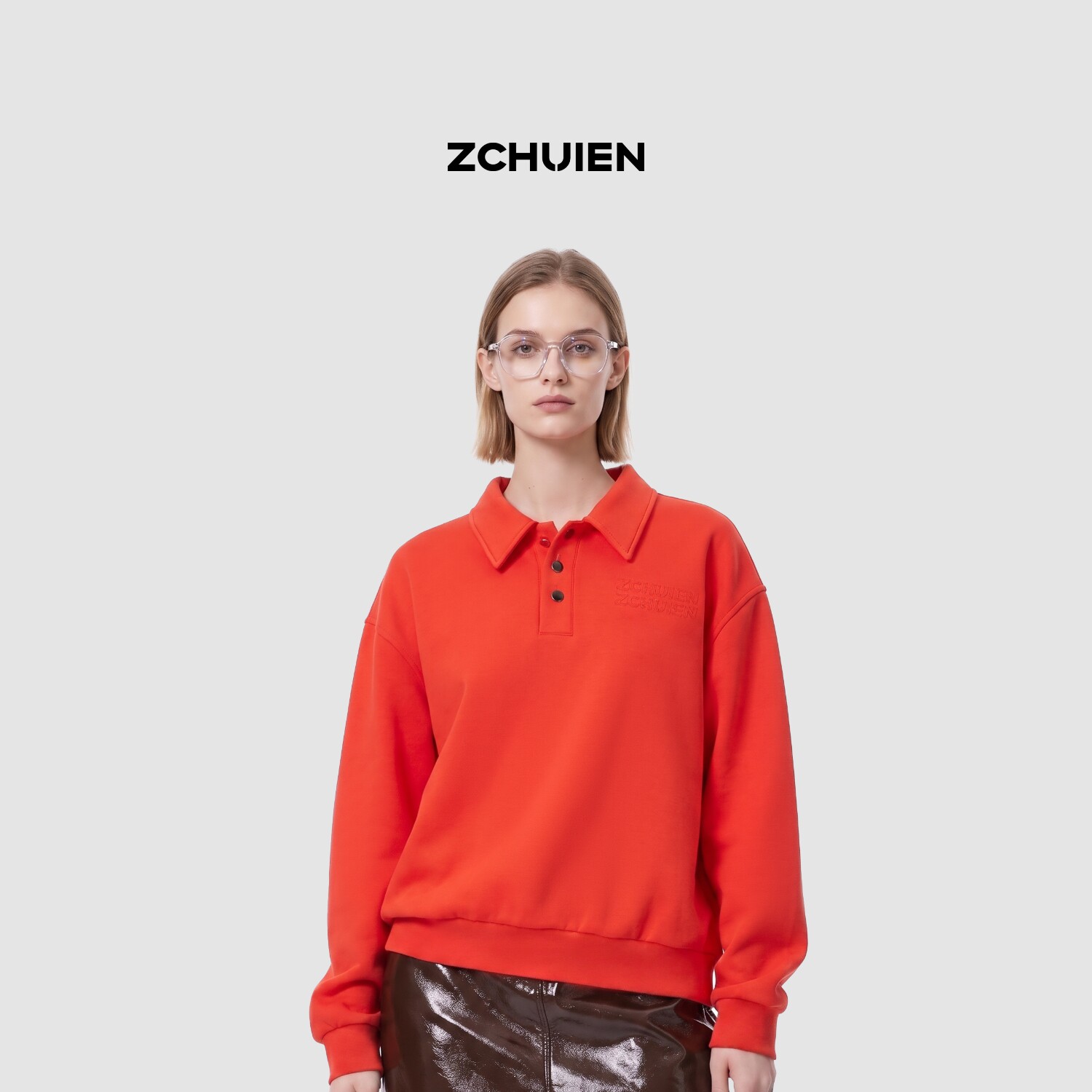 ZCHUIEN情侣落日红卫衣