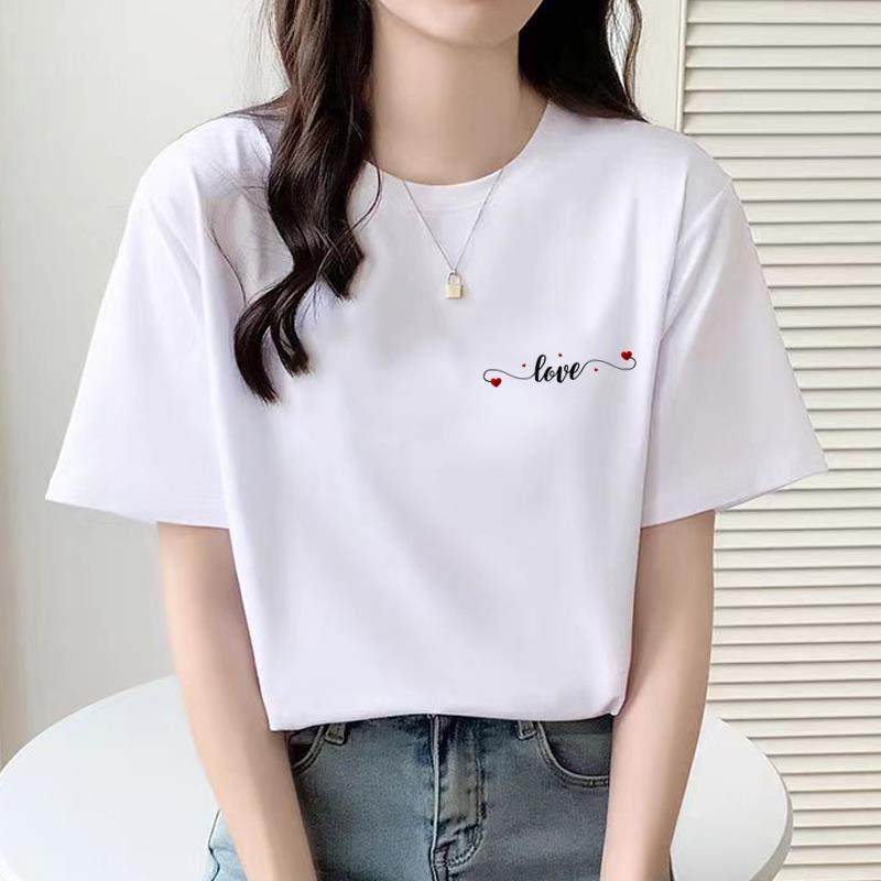 时尚洋气ins印花上衣网红女夏装圆领新款休闲显瘦通勤可爱短袖T恤