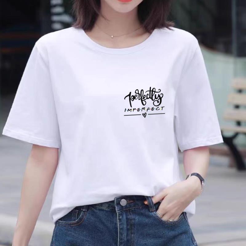 字母可爱印花上衣时尚洋气ins网红女夏装圆领韩版休闲通勤短袖T恤