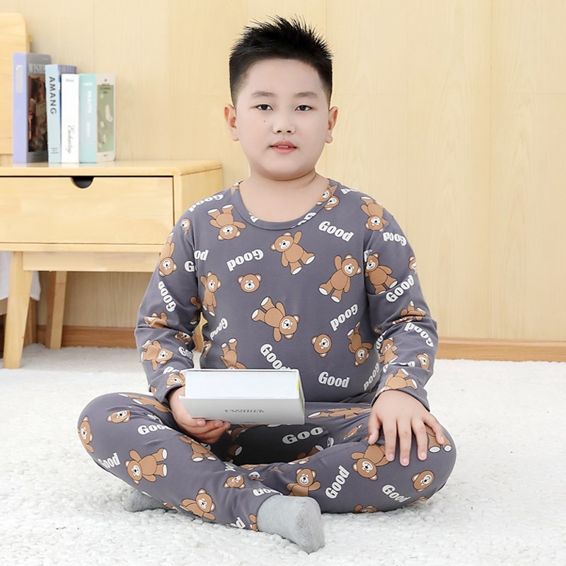胖男童秋衣秋裤套装加肥加大胖男孩宽松睡衣家居服纯棉内衣两件套