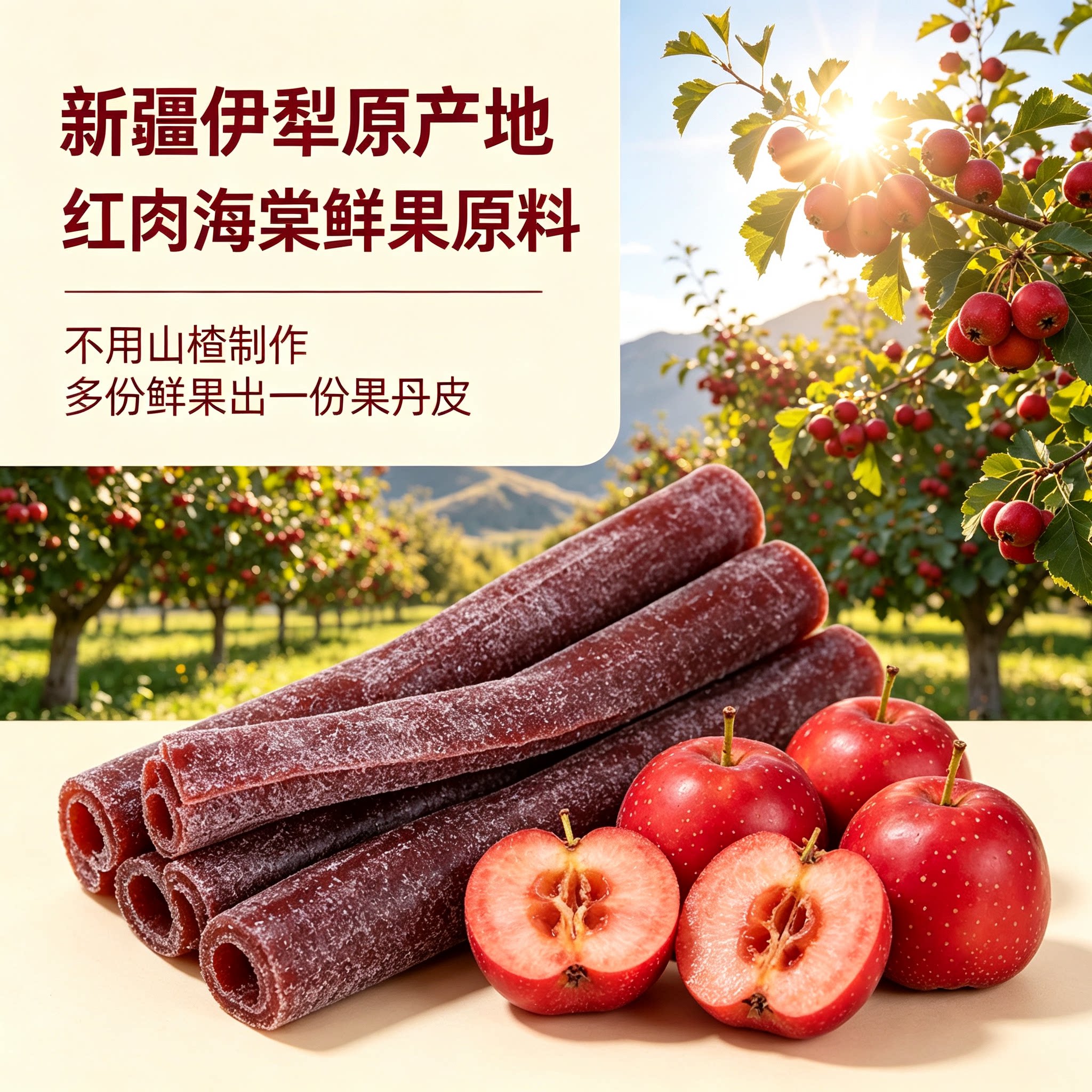 新疆特产域上海棠红肉伊犁果丹皮非诗梦园老式山楂酸甜官方旗舰店