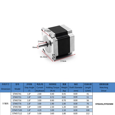 递归42/57/86步进电机系列 马达 0.72Nm-3Nm STM 上下板机 接驳台