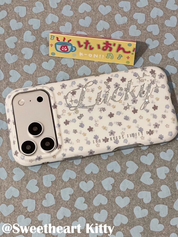 U2 ins蓝色小碎花闪粉英文适用iphone17promax新款小众苹果16简约个性清新手机壳15少女防摔保护套